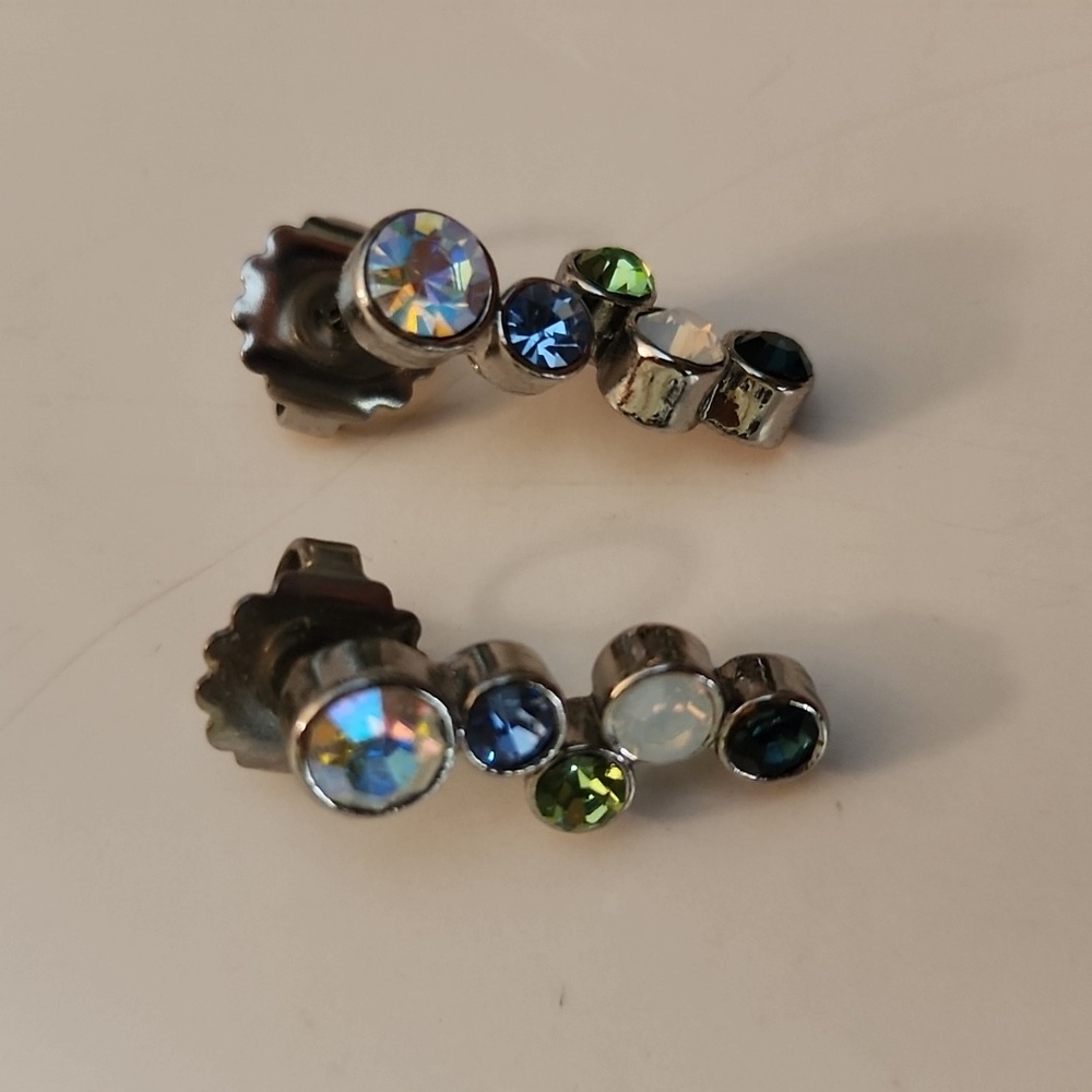 Happy Hour Elegant Multi-Color Stud Earrings with Cut Crystals